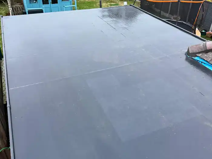 Flat roof extension — after, finished EPDM covering complete